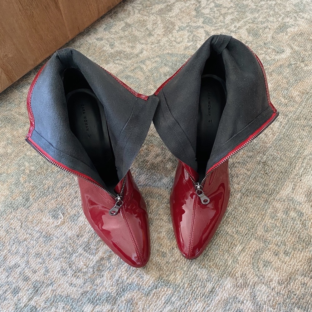Patent Leather Red Boots - Picture 4 of 5